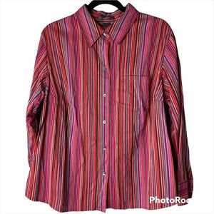 Liz Claiborne Women’s Long Sleeve Striped Shirt Colorful Like New 1X But…
